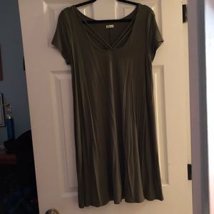 olive green t-shirt dress